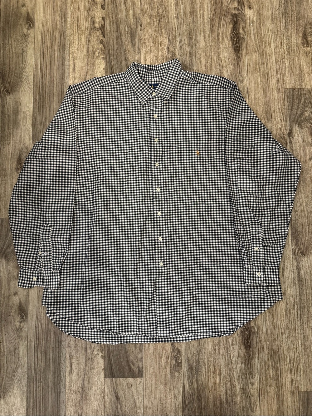 Ralph Lauren Black and White Gingham Button-Down Shirt